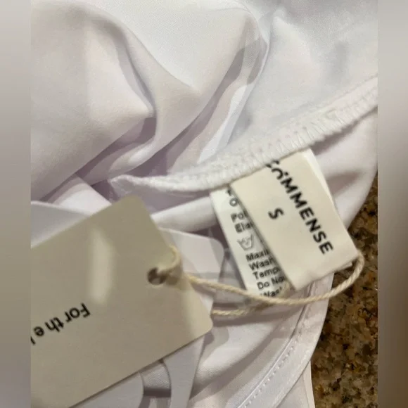 COMMENSE Semi-Sheer Contrast Trim Tie-Front Long Dress COLOR - White size Small - Picture 7 of 11